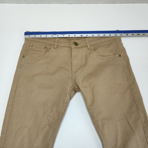 United Colors Of Benetton Solid Slim Fit Jeans Mens 34 Beige 100% Cotton Durable - Picture 12 of 13